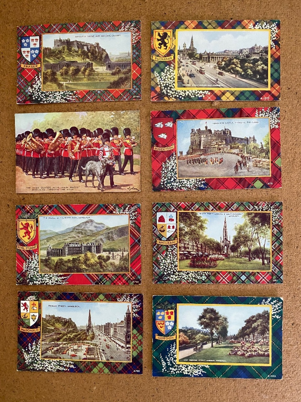 🛡️Vintage Valentine’s Tartan Scottish Clan & Irish Guards Post Cards Lot Of 8
